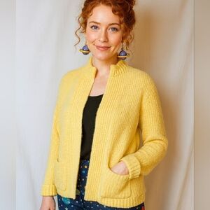 Vintage Contemporary Classics Yellow Women's Knit Open Front Sweater
